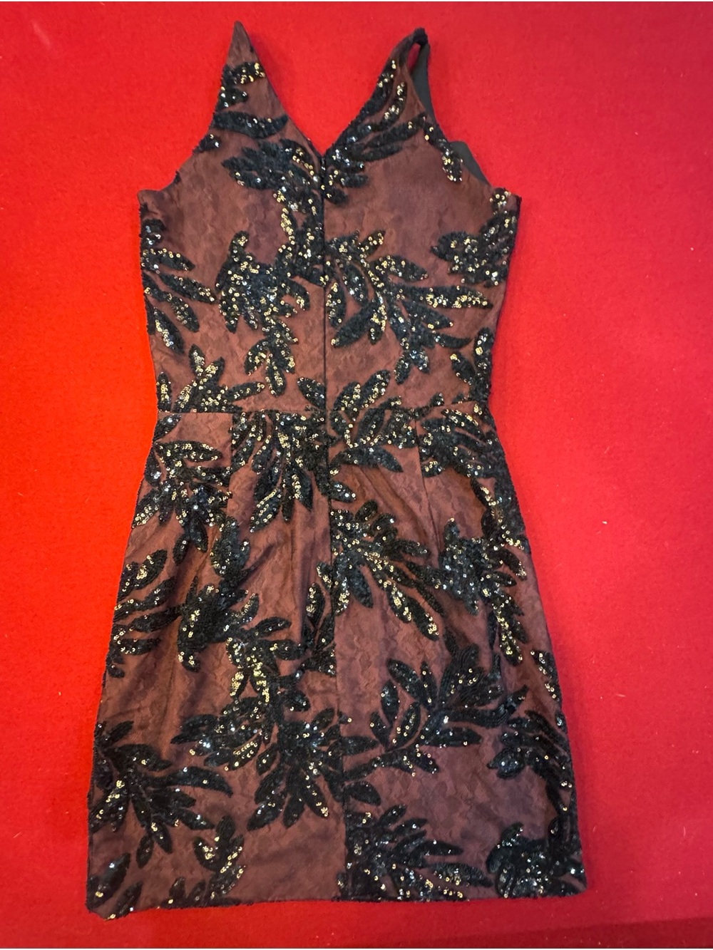 Dress the Population Black Sequin Burgundy Mini Dress - Picture 2 of 7